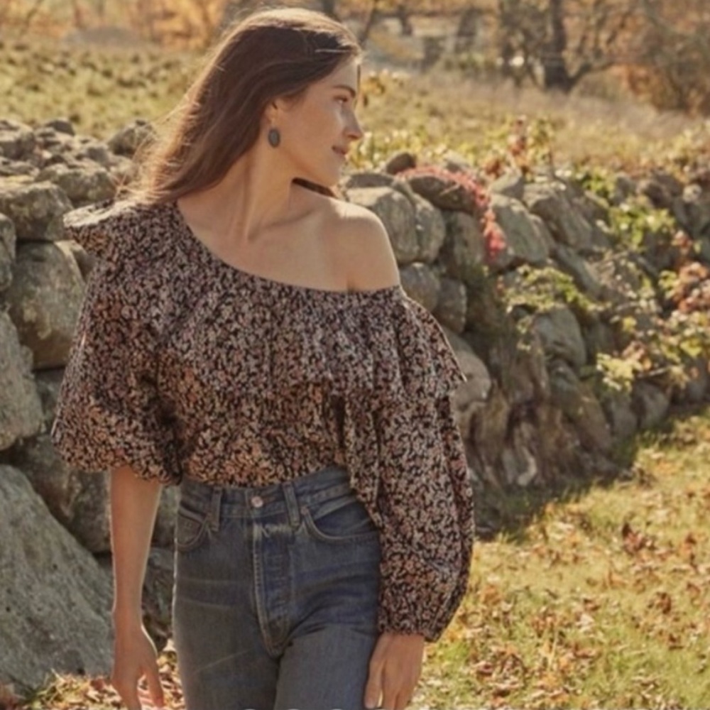 NEW Doen Cielito Harvest Floral Puff Sleeve Oversized Blouse Top Bohemian XXS - Picture 3 of 12